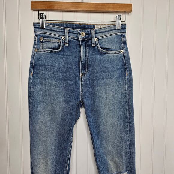 rag & bone Women's Nina High-Rise Ankle Skinny Jeans Size 24 Tulsa Ripped Knees - Picture 3 of 9
